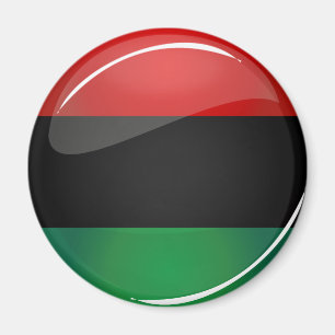 Glossy Round Pan-African Flag Magnet