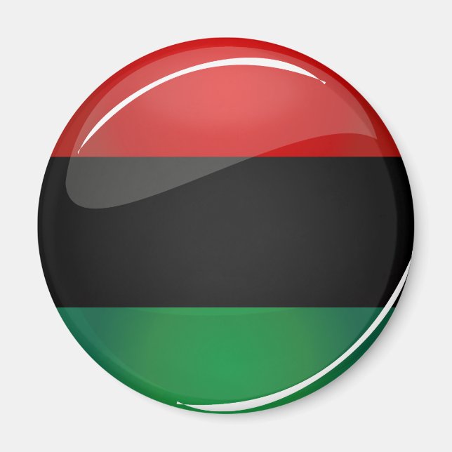 Glossy Round Pan-African Flag Magnet (Vorne)