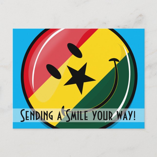 Glossy Round Smilly Ghanian Flag Postkarte (Vorderseite)