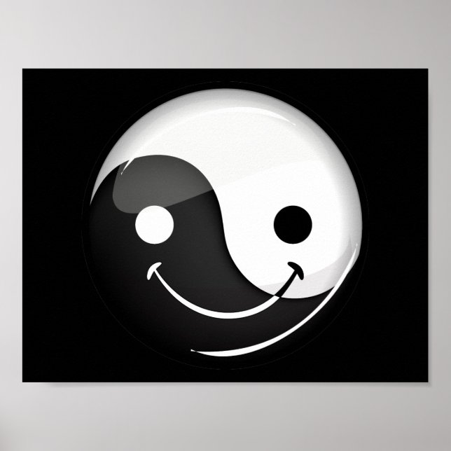 Glossy Round Smilly Yin Yang Symbol Poster (Vorne)