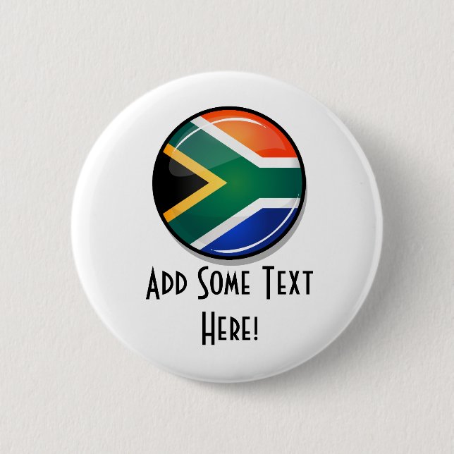 Glossy Round South African Flag Button (Vorderseite)