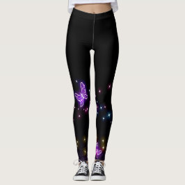 Glossy-Schmetterlinge auf schwarzem Hintergrund Leggings