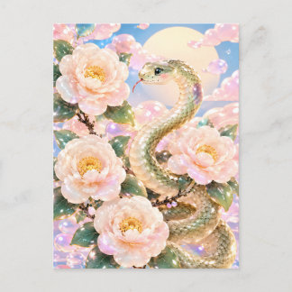 Glossy Snake Floral Art Postkarte