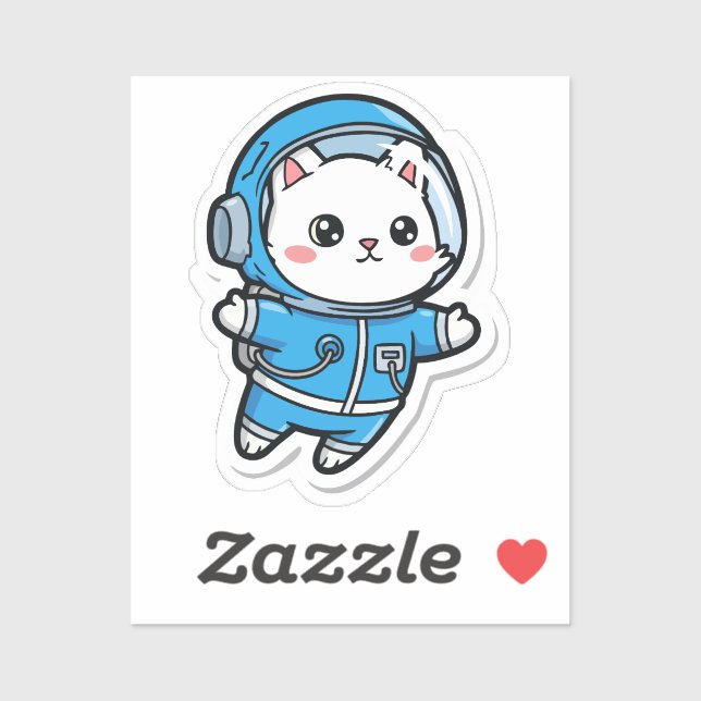 Glossy Transparent -Cute Astronaut Cat 2x2 Aufkleber (Blatt)