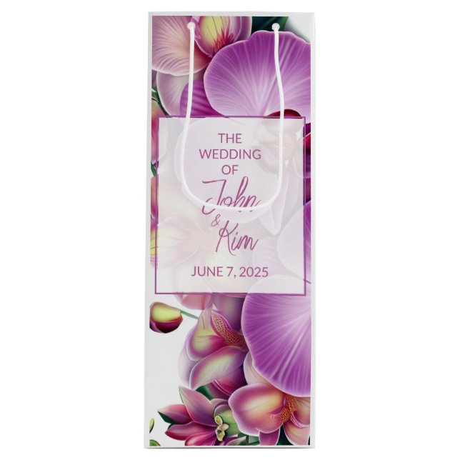 Glossy Wedding Wine Gift Bag Geschenktüte Für Weinflaschen (Vorderseite)