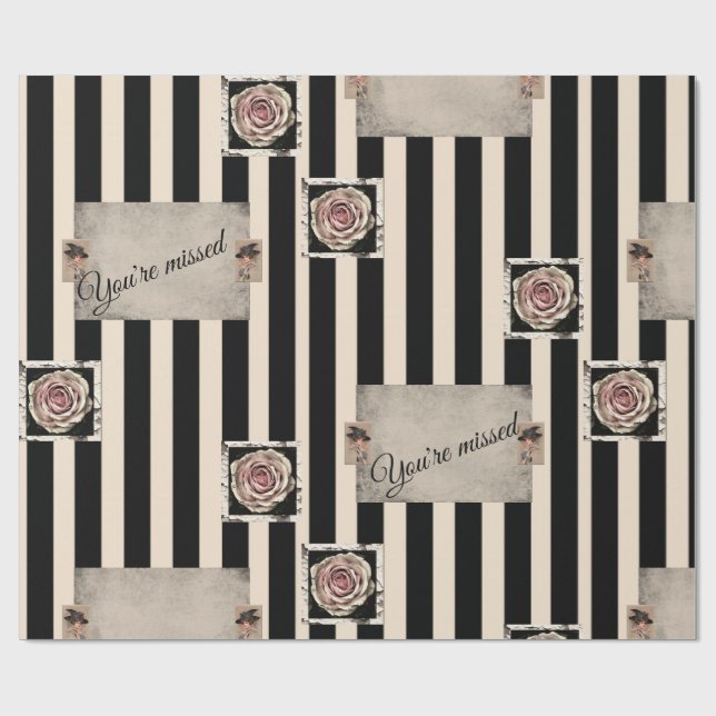 Glossy Wrapping Paper Beige Streifen Sie fehlen Geschenkpapier (Flach)