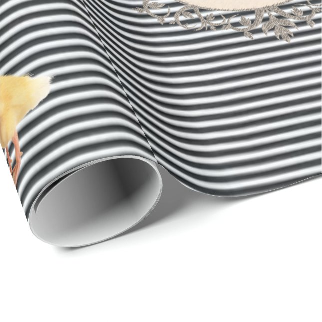 Glossy Wrapping Paper Black Strip Ente Geschenkpapier (Rolleneckpunkt)