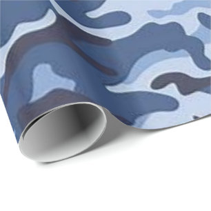 Glossy Wrapping Paper Blue Army Geschenkpapier