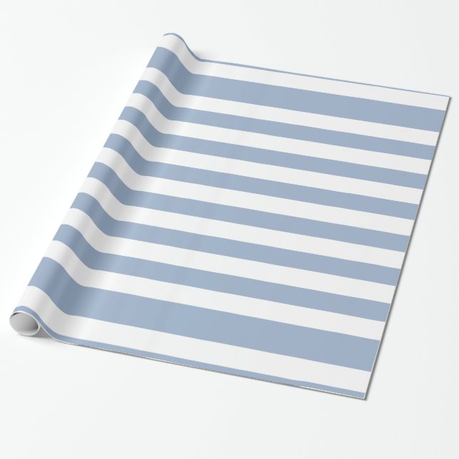 Glossy Wrapping Paper Blue & White Stripe  Geschenkpapier (Ungerollt)
