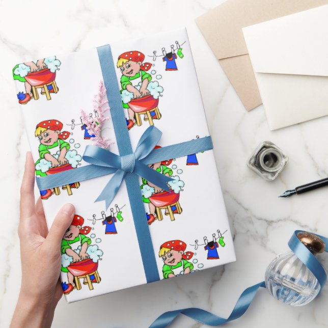 Glossy Wrapping Paper Cleaning Lady Services Geschenkpapier (Schenken)
