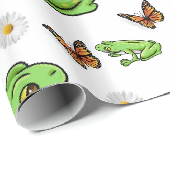 Glossy Wrapping Paper Frogs Bumblebee Butterfly Geschenkpapier (Rolleneckpunkt)