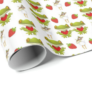 Glossy Wrapping Paper Frogs Chicken Strawberry Geschenkpapier
