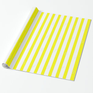 Glossy Wrapping Paper Gelb & Weiß Strip Geschenkpapier