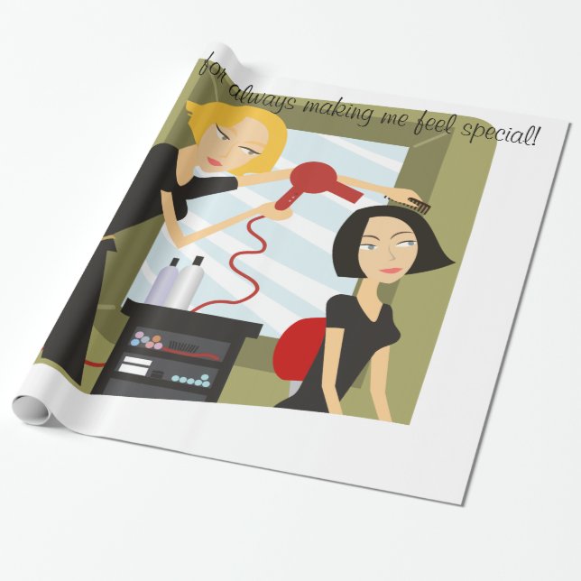 Glossy Wrapping Paper, Haar Stylist Beauty Salon Geschenkpapier (Ungerollt)