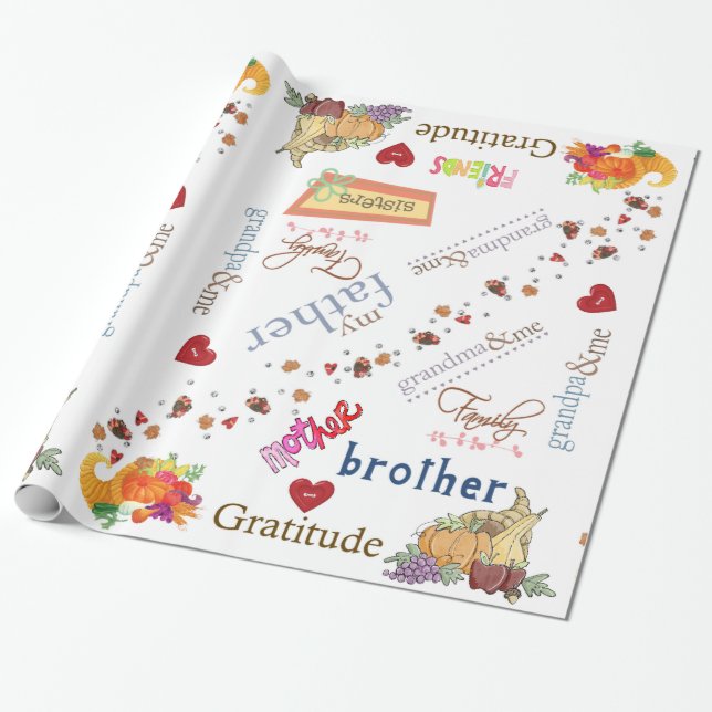 Glossy Wrapping Paper Happy Thanksgiving Day Geschenkpapier (Ungerollt)