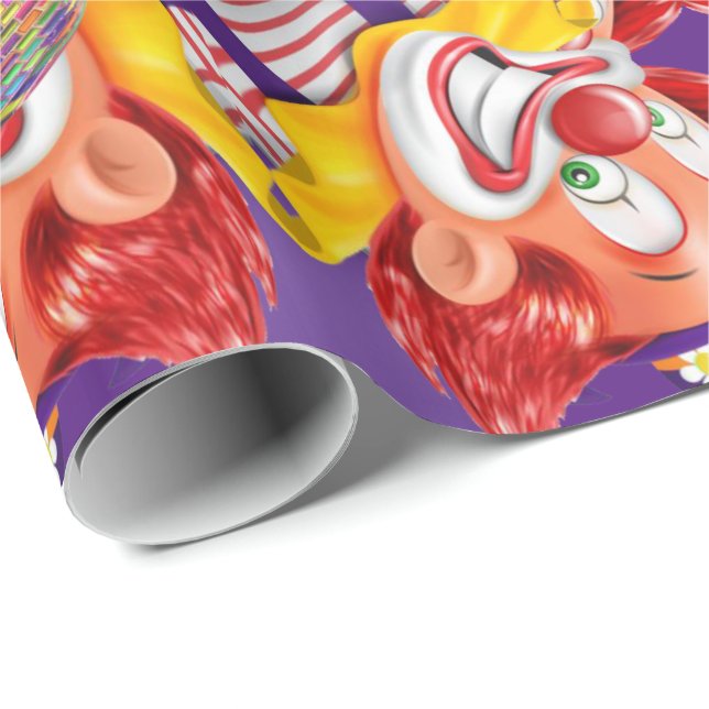 Glossy Wrapping Paper Lila Clown Geschenkpapier (Rolleneckpunkt)