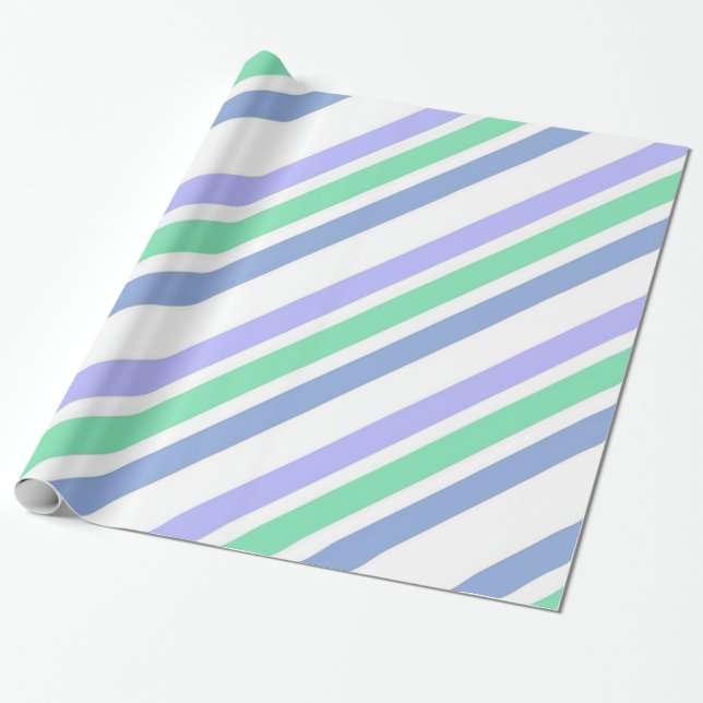 Glossy Wrapping Paper Lila Green Strip Geschenkpapier (Ungerollt)