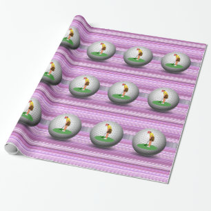 Glossy Wrapping Paper, Lila Streifen Golfer Balls Geschenkpapier