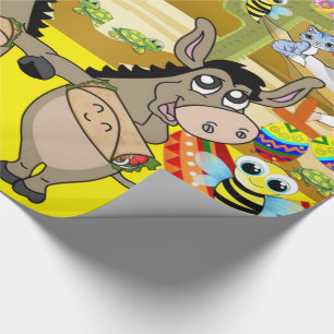 Glossy Wrapping Paper, Mexican Man Donkey Bee Geschenkpapier