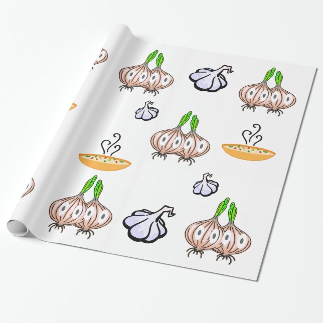 Glossy Wrapping Paper Onions Knoblauch Soup Koch Geschenkpapier (Ungerollt)