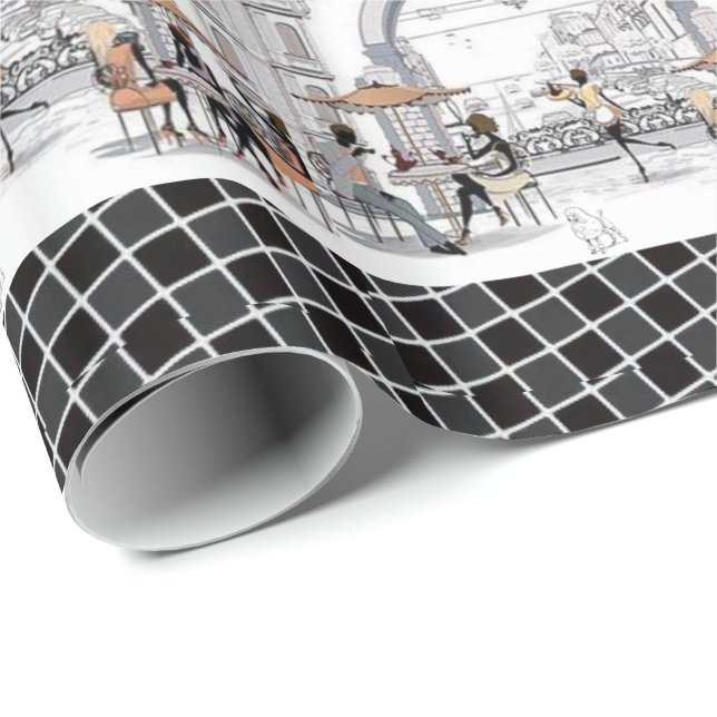 Glossy Wrapping Paper Paris Frankreich Geschenkpapier (Rolleneckpunkt)