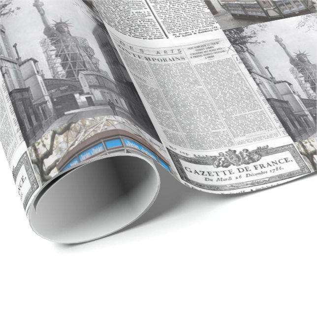 Glossy Wrapping Paper Paris Frankreich Geschenkpapier (Rolleneckpunkt)