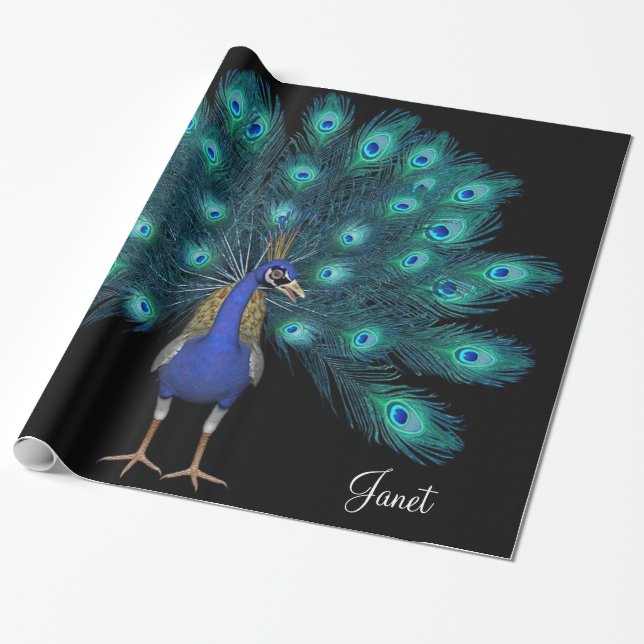 Glossy Wrapping Paper, Peacock Geschenkpapier (Ungerollt)