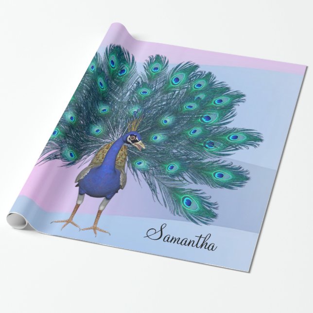 Glossy Wrapping Paper, Peacock Geschenkpapier (Ungerollt)