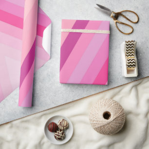 Glossy Wrapping Paper Pink Stripe Geschenkpapier