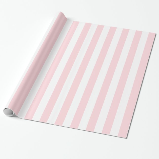 Glossy Wrapping Paper Pink & White Stripe  Geschenkpapier (Ungerollt)