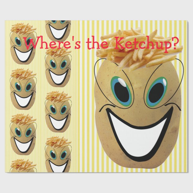 Glossy Wrapping Paper, Potato French Fries Strip Geschenkpapier (Flach)