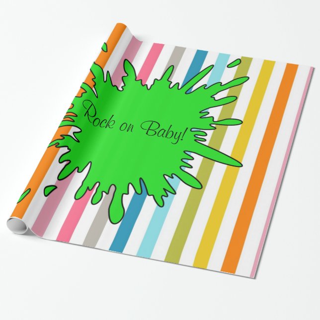 Glossy Wrapping Paper, Rocks Rock on Baby! Streife Geschenkpapier (Ungerollt)