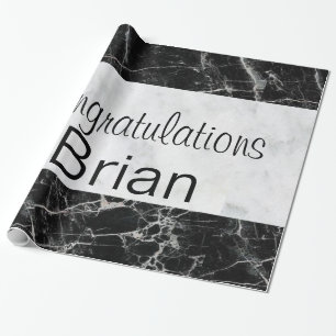 Glossy Wrapping Paper, Schwarzweiß-Marmor Geschenkpapier