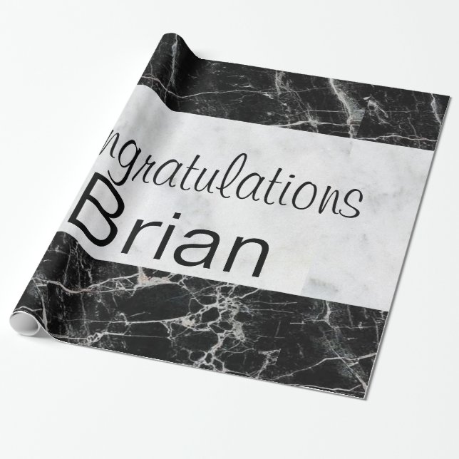 Glossy Wrapping Paper, Schwarzweiß-Marmor Geschenkpapier (Ungerollt)