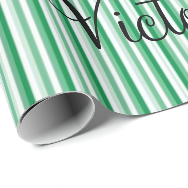 Glossy Wrapping Paper Viktorianisch Green Strip Geschenkpapier (Rolleneckpunkt)