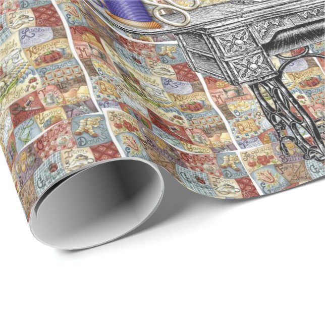 Glossy Wrapping Paper Viktorianisch Nähen Geschenkpapier (Rolleneckpunkt)