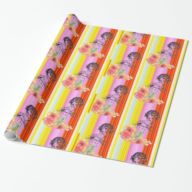 Glossy Wrapping Paper, Viktorianischer Streifen Geschenkpapier (Ungerollt)
