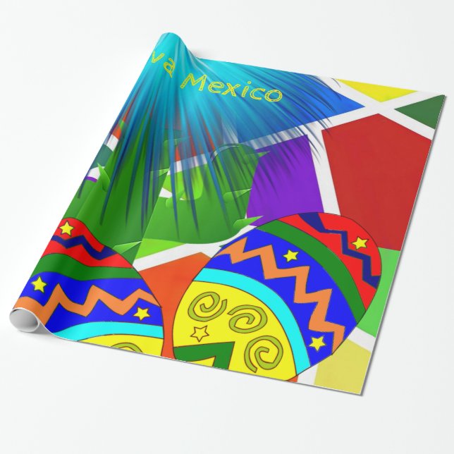 Glossy Wrapping Paper, Viva Mexico Cactus Banjos Geschenkpapier (Ungerollt)