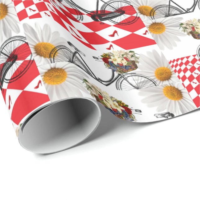 Glossy Wrapping Paper White Daisy Geschenkpapier (Rolleneckpunkt)