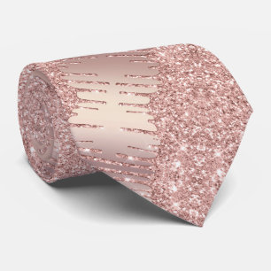 Glosy Shiny Neck Tie Rose Gold Blush Glitzer Tropf Krawatte