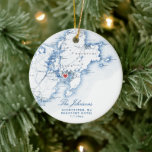 Gloucester Cape Ann Wedding Our First Christmas Keramik Ornament<br><div class="desc">Diese wunderschöne Keramik Gloucester Hochzeit in Urlaubsort Weihnachtsschmuck ist perfekt, um ein paar ersten Weihnachten als Mr. und Mrs.! Dieses Marineschmuck, das auf langlebiger Keramik gedruckt wurde, ist ein schönes Hochzeitsgeschenk, das jahrelang geehrt wird. Sie können das Herz und die Karte verschieben, indem Sie im Menü "Personalisieren" auf "Bearbeiten mit...</div>