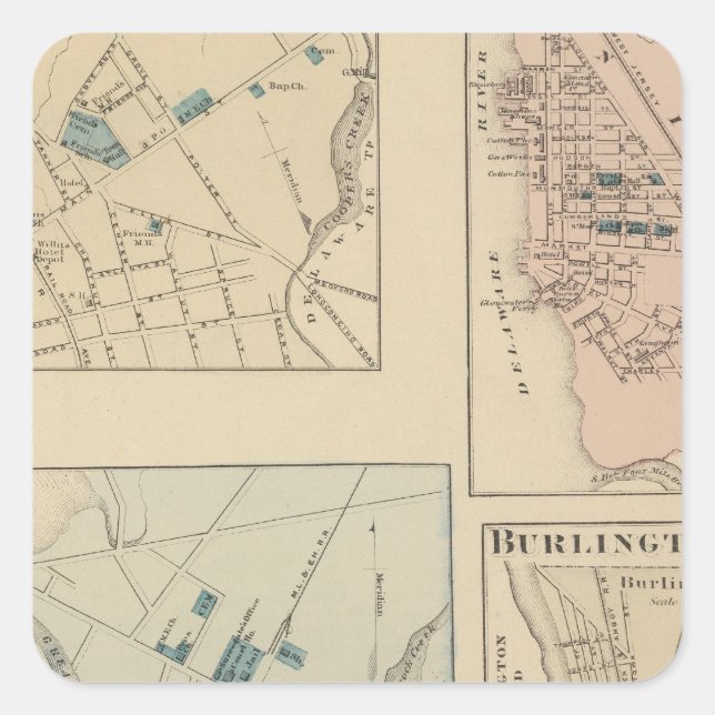 Gloucester City, Burlington Quadratischer Aufkleber (Vorderseite)