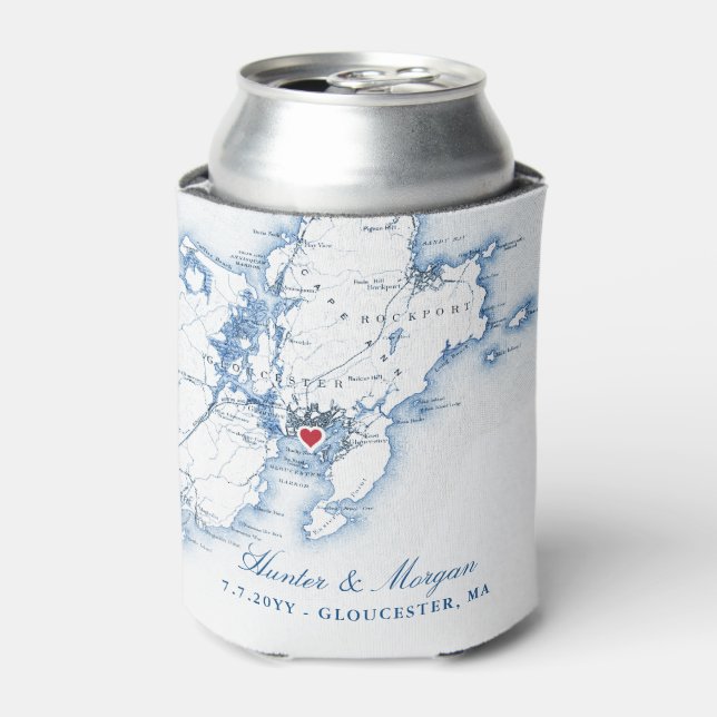 Gloucester, MA Map Gastgeschenk Hochzeit Drink Hol Dosenkühler (Kanne Vorderseite)