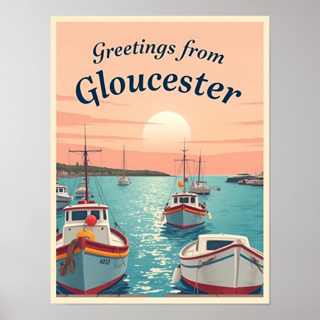 Gloucester, Massachusetts – Fischerboote Vintage Poster (Vorne)
