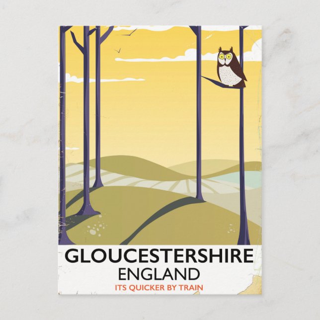 Gloucestershire, England Train Train Poster. Postkarte (Vorderseite)