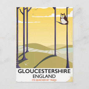 Gloucestershire, England Zug Reiseplakat. Postkarte