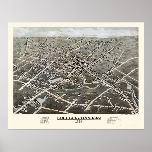 Gloversville, NY Panoramic Map - 1875 Poster (Vorne)