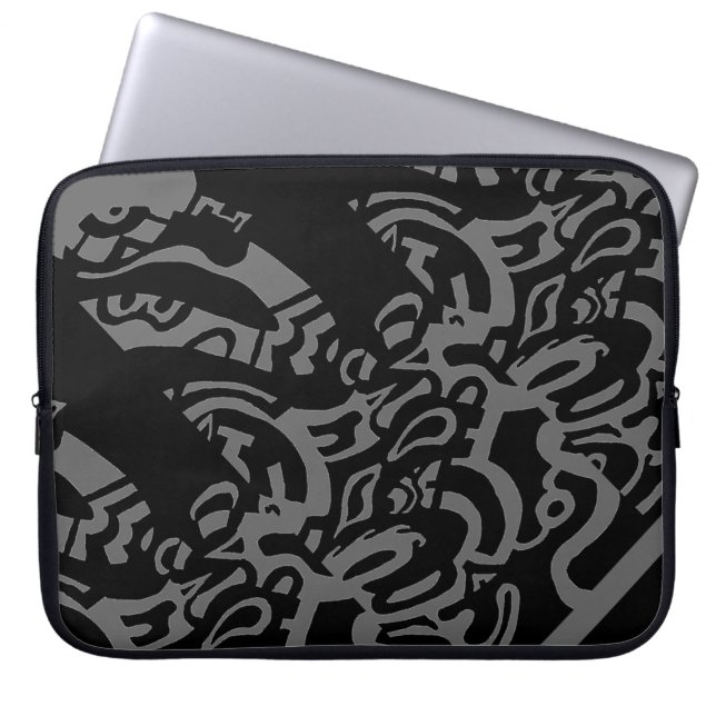 "Glow" Abstrakte Kunst im B&W Laptopschutzhülle (Vorderseite)