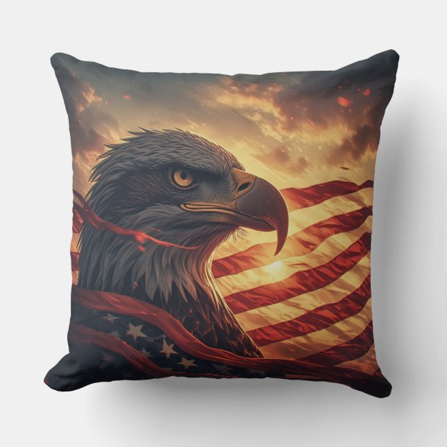 Glow American Eagle Patriotic USA Pride Kissen (Vorderseite)