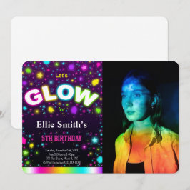 Glow Birthday Foto Einladung